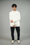 Ottoman White Embroidered Regular Fit Hoodie