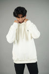 Ottoman White Embroidered Regular Fit Hoodie