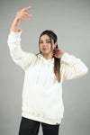 Ottoman White Embroidered Regular Fit Hoodie
