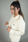 Ottoman White Embroidered Regular Fit Hoodie
