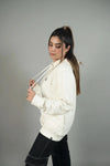 Ottoman White Embroidered Regular Fit Hoodie