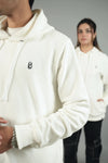 Ottoman White Embroidered Regular Fit Hoodie